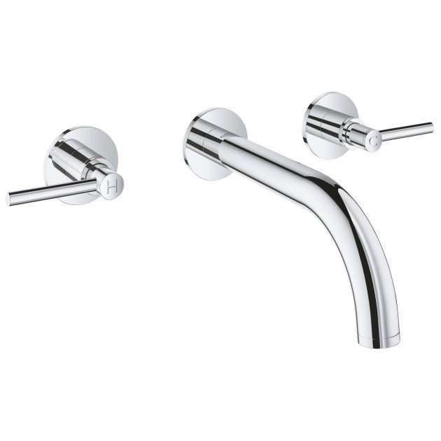 Grohe Atrio Lever Handles Three-Hole Wall Mounted Basin Mixer Tap - Chrome - 20169003