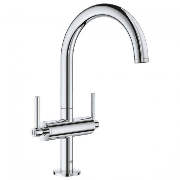 Grohe Atrio Lever Handles L-Size Basin Mixer Tap and Push-Open Waste - Chrome - 21022003