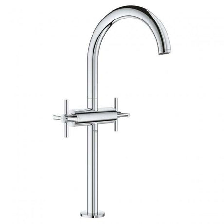 Grohe Atrio Cross Handles XL-Size Basin Mixer Tap and Push-Open Waste - Chrome - 21044003