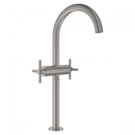 Grohe Atrio Cross Handles Push-Open Waste XL-Size Basin Mixer Tap  - Supersteel - 21044DC3