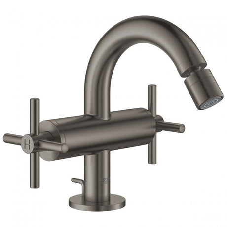 Grohe Atrio Modern Pop Up Waste Cross Handles M-Size Bidet Mixer Tap - Brushed Hard Graphite - 24027AL3