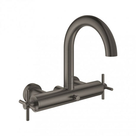 Grohe Atrio Modern Cross Handles Bath Shower Mixer Tap - Brushed Hard Graphite - 25010AL3