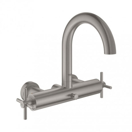Grohe Atrio Modern Cross Handles Bath Shower Mixer Tap - Supersteel - 25010DC3