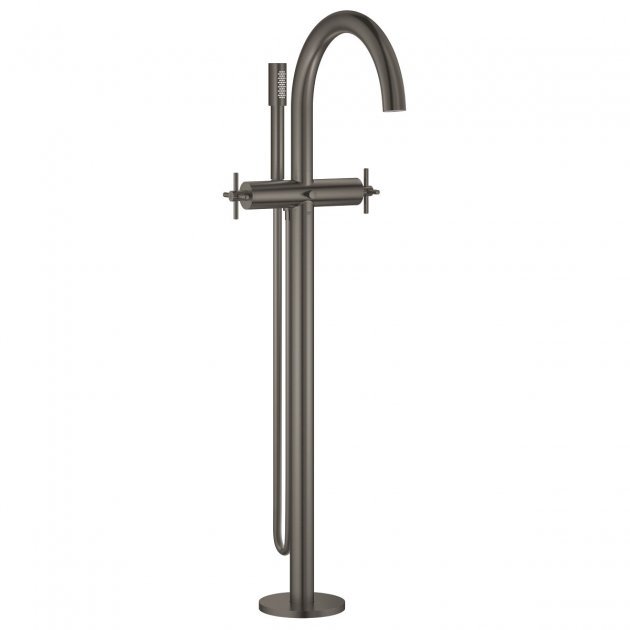 Grohe Atrio Freestanding Cross Handles Bath Shower Mixer Tap - Brushed Hard Graphite - 25044AL3