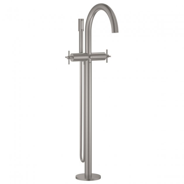 Grohe Atrio Freestanding Cross Handles Bath Shower Mixer Tap - Supersteel - 25044DC3