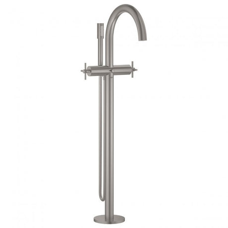 Grohe Atrio Freestanding Cross Handles Bath Shower Mixer Tap - Supersteel - 25044DC3