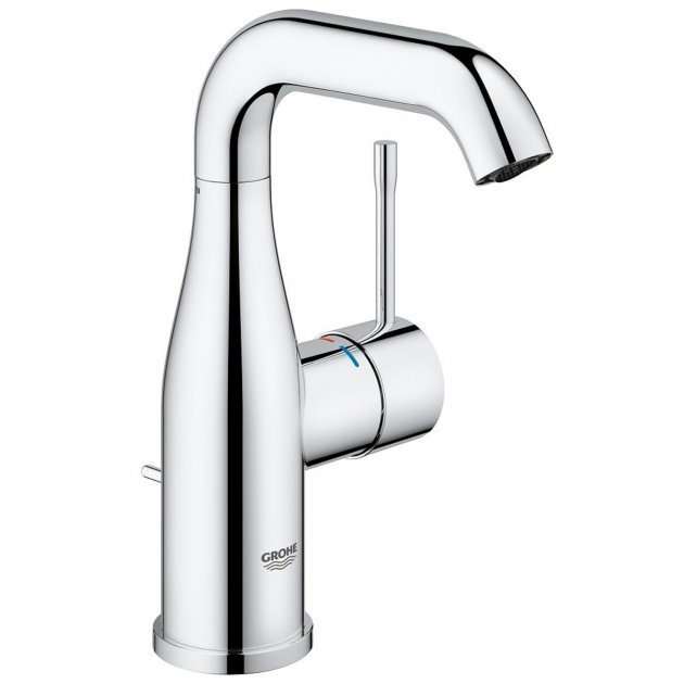 Grohe Essence Modern Pop Up Waste Deck Mounted M-Size Basin Mixer Tap - Chrome - 23541001