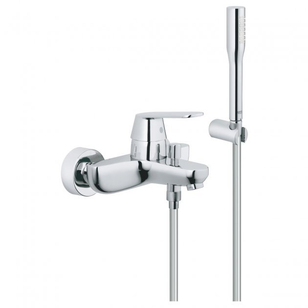 Grohe Eurosmart Cosmo Wall Mounted Bath Shower Mixer Tap with Kit - Chrome - 32832000
