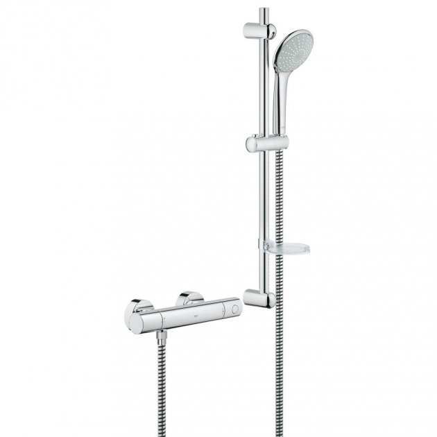 Grohe Grohtherm Modern 1000 Cosmopolitan HP Bar Mixer Shower with Shower Kit - Chrome - 34437000