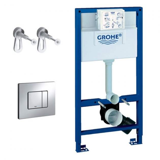 Grohe Rapid SL 3 in 1 Wall Mounted WC Frame Set with Fixings - Blue - 118152