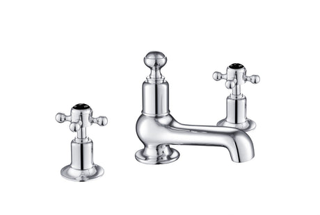 JTP Grosvenor Black Cross 3 Hole Basin Mixer - Chrome - GB76193