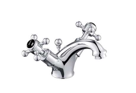 JTP Grosvenor Black Cross Basin Mixer With Pop Up Waste - Chrome - GB76169