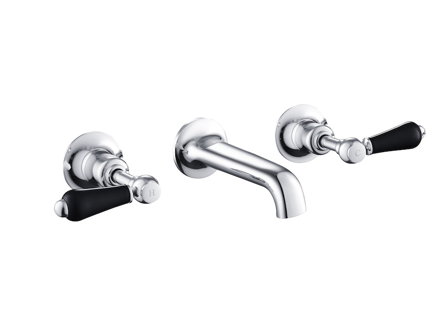 JTP Grosvenor Black Lever 3 Hole Basin Mixer - Chrome - GB85089A