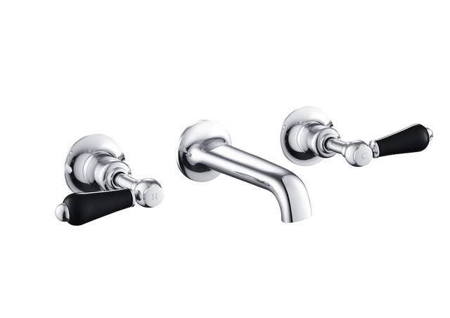 JTP Grosvenor Black Lever 3 Hole Basin Mixer - Chrome - GB85089A