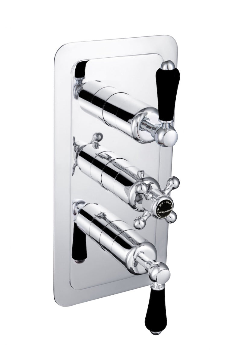 JTP Grosvenor Black Lever Thermostatic 3 Outlet Shower Valve - Chrome - GB85691