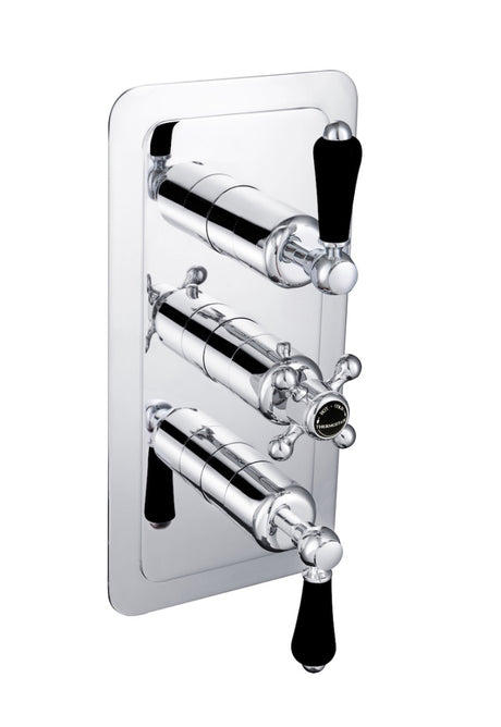 JTP Grosvenor Black Lever Thermostatic 3 Outlet Shower Valve - Chrome - GB85691