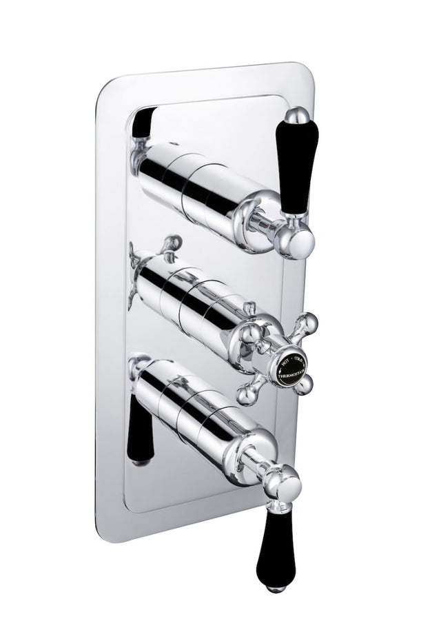 JTP Grosvenor Black Lever Thermostatic 3 Outlet Shower Valve - Chrome - GB85691