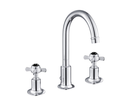 JTP Grosvenor Black Pinch 3 Hole Basin Mixer - Chrome - GB98191