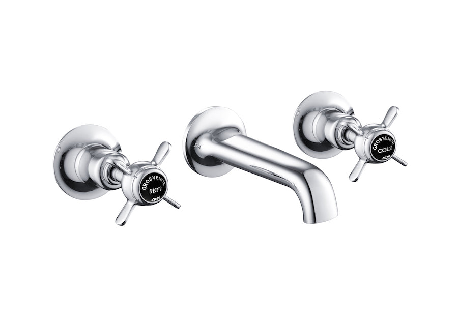 JTP Grosvenor Black Pinch 3 Hole Basin Mixer - Chrome - GB98089A