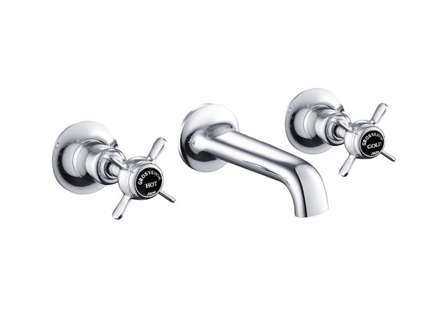 JTP Grosvenor Black Pinch 3 Hole Basin Mixer - Chrome - GB98089A