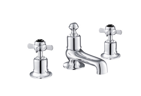 JTP Grosvenor Black Pinch 3 Hole Bath Filler - Chrome - GB98095