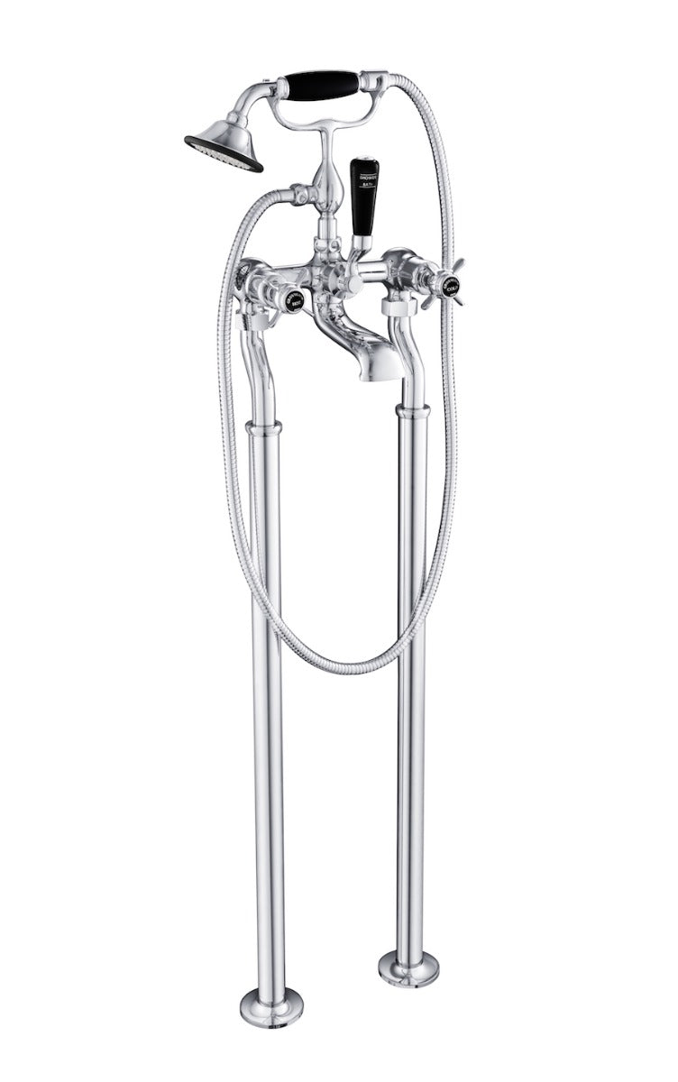 JTP Grosvenor Black Pinch Freestanding Bath Shower Mixer - Chrome -  GB98275FS