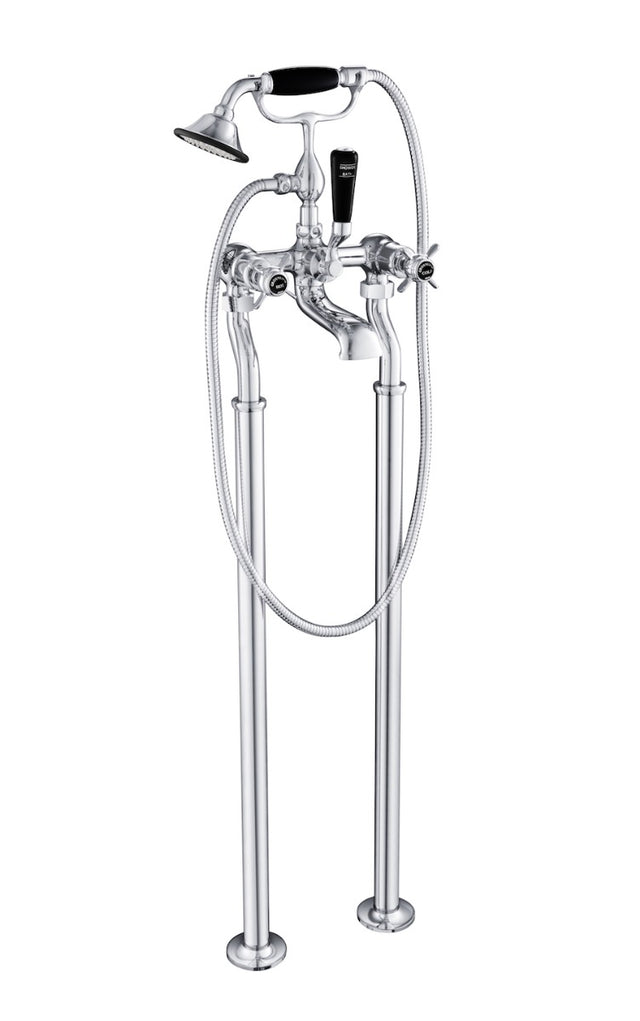 JTP Grosvenor Black Pinch Freestanding Bath Shower Mixer - Chrome -  GB98275FS