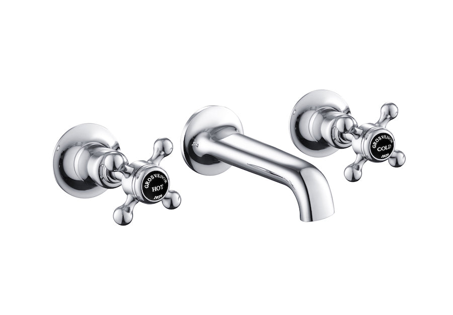 JTP Grosvenor Black Cross Wall Manual Valves - Chrome - GB76089