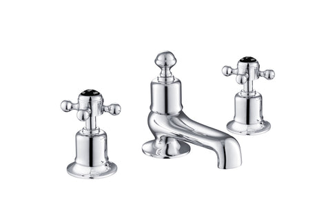 JTP Grosvenor Black Cross 3 Hole Deck Mounted Bath Filler - Chrome - GB76095