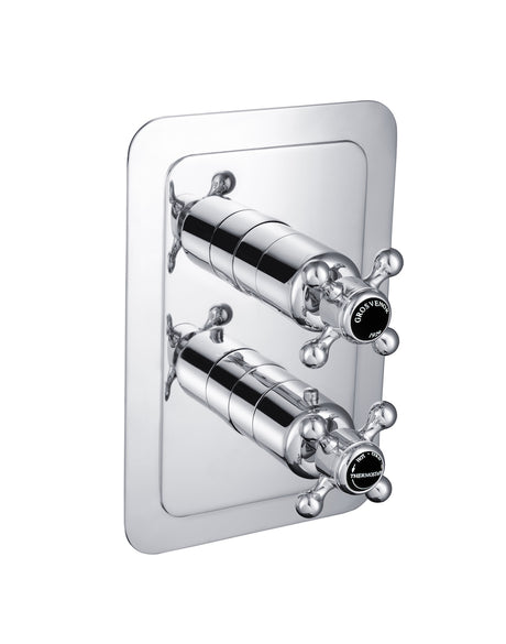 JTP Grosvenor Cross Black Thermostatic 2 Outlet Shower Valve - Chrome - GB76671