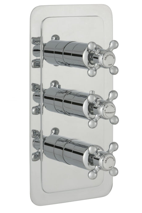 JTP Grosvenor Cross Thermostatic 3 Outlet Shower Valve - Chrome - 76691