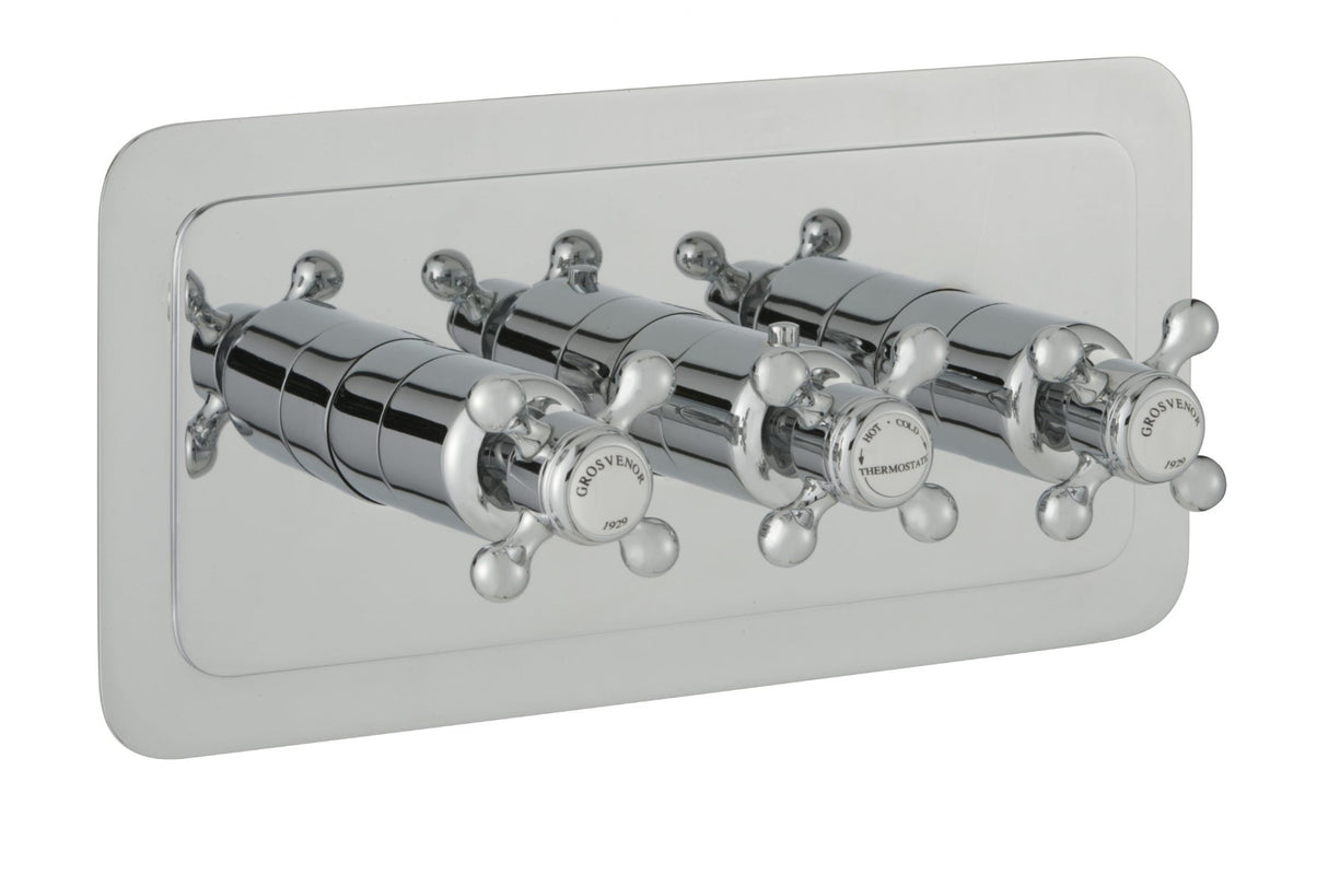 JTP Grosvenor Cross Thermostatic 3 Outlet Shower Valve - Chrome - 76692