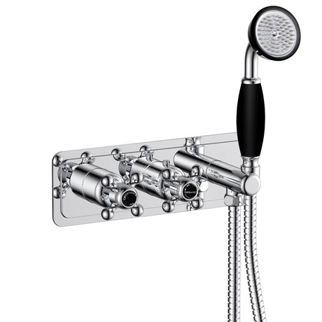 JTP Grosvenor Cross Thermostatic Concealed 2 Outlet Valve with Handset - Chrome - GB76868