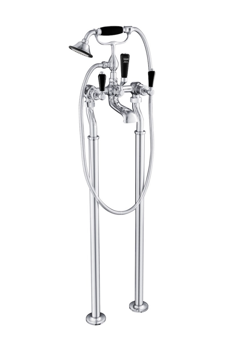 JTP Grosvenor Black Lever Freestanding Bath Shower Mixer With Kit - Chrome - GB85275FS