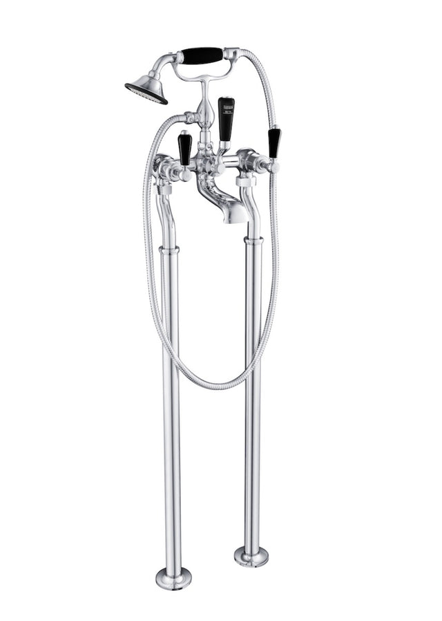 JTP Grosvenor Black Lever Freestanding Bath Shower Mixer With Kit - Chrome - GB85275FS