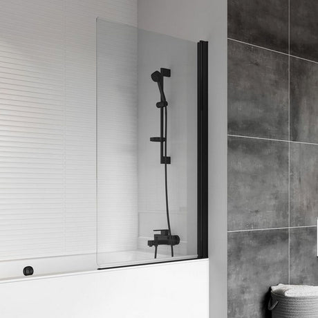 Roman Haven6 Matt Black 815mm x 1500mm Hinged Bath Screen  - H2D10CB