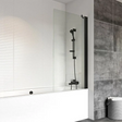 Roman Haven6 Matt Black 800mm x 1467mm Fixed Bath Screen  - H2D11CB