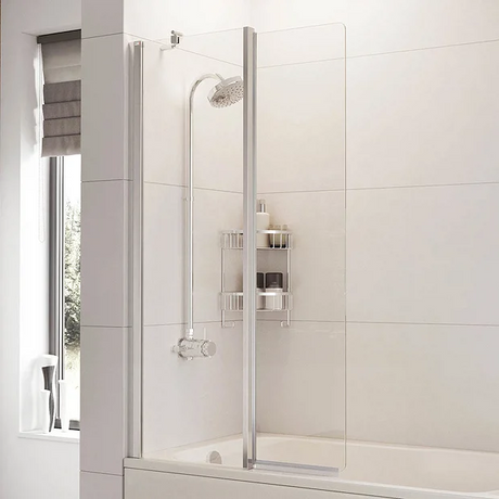 Roman Haven Inward Folding Bright Silver Bath Screen - H2D6CS