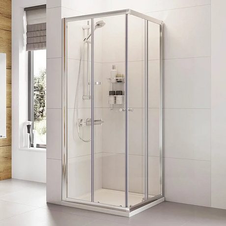 Roman Haven 800mm x 800mm x 1900mm Chrome Corner Entry Shower Enclosure - H3C8CS