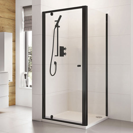 Roman Haven6 6mm Square Pivot Door Shower Enclosure 900 x 900mm - Matt Black - R9MBSE