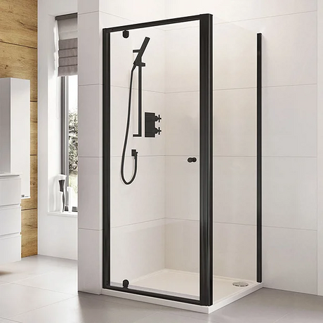 Roman Haven6 6mm Square Pivot Door Shower Enclosure 800 x 800mm - Matt Black - R8MBSE