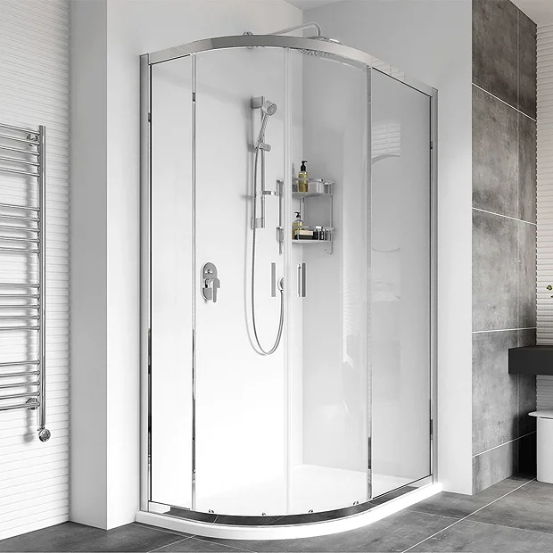 Roman Haven8 Two Door Offset Quadrant 800mm x 900mm x 1950mm Silver Shower Enclosure - H4Q89CS