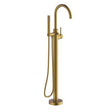 Britton Hoxton Floor standing brushed brass bath shower mixer with handset and hose