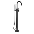 Britton Hoxton floor standing matt black bath shower mixer with single lever and handset