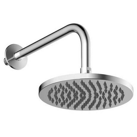 Britton Hoxton 200mm chrome shower head with arm and multiple nozzles for wall mount installation