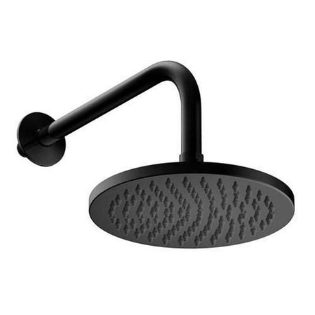 Britton Hoxton 200mm matt black shower head with arm and multiple nozzles for consistent spray.