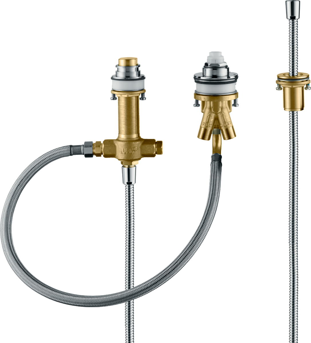 Hansgrohe Basic Set For 3-hole Rim-mounted Single Lever Bath Mixer Wit