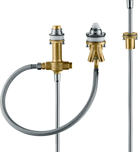 Hansgrohe Basic Set For 3-hole Rim-mounted Single Lever Bath Mixer With Rim Support Hose - 13439180
