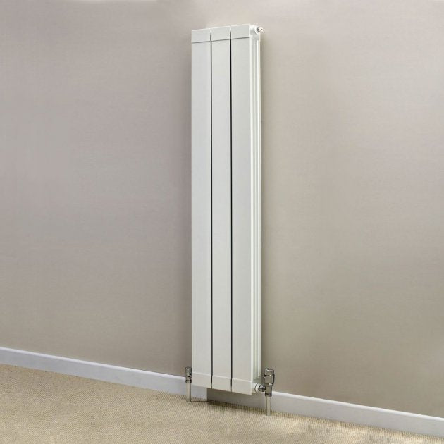 Towelrads Hanworth Vertical Flat Panel Radiator 3 Sections 1446mm High x 268mm Wide - White - 128088