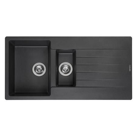 Reginox Harlem 1.5 Bowl Granite Kitchen Sink - Black Silver - HARLEM 15 BS